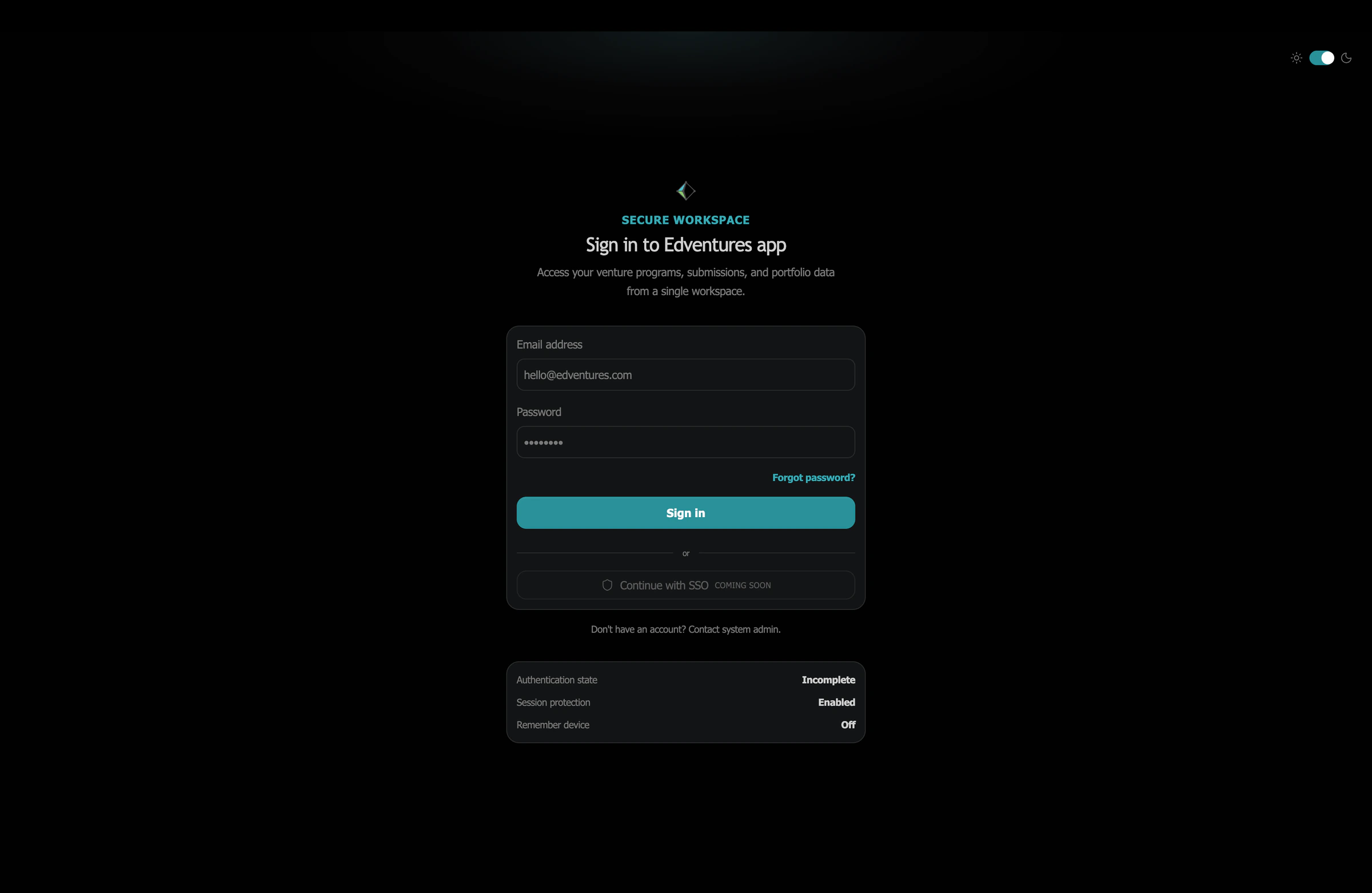 Edventures app — Edventures sign-in